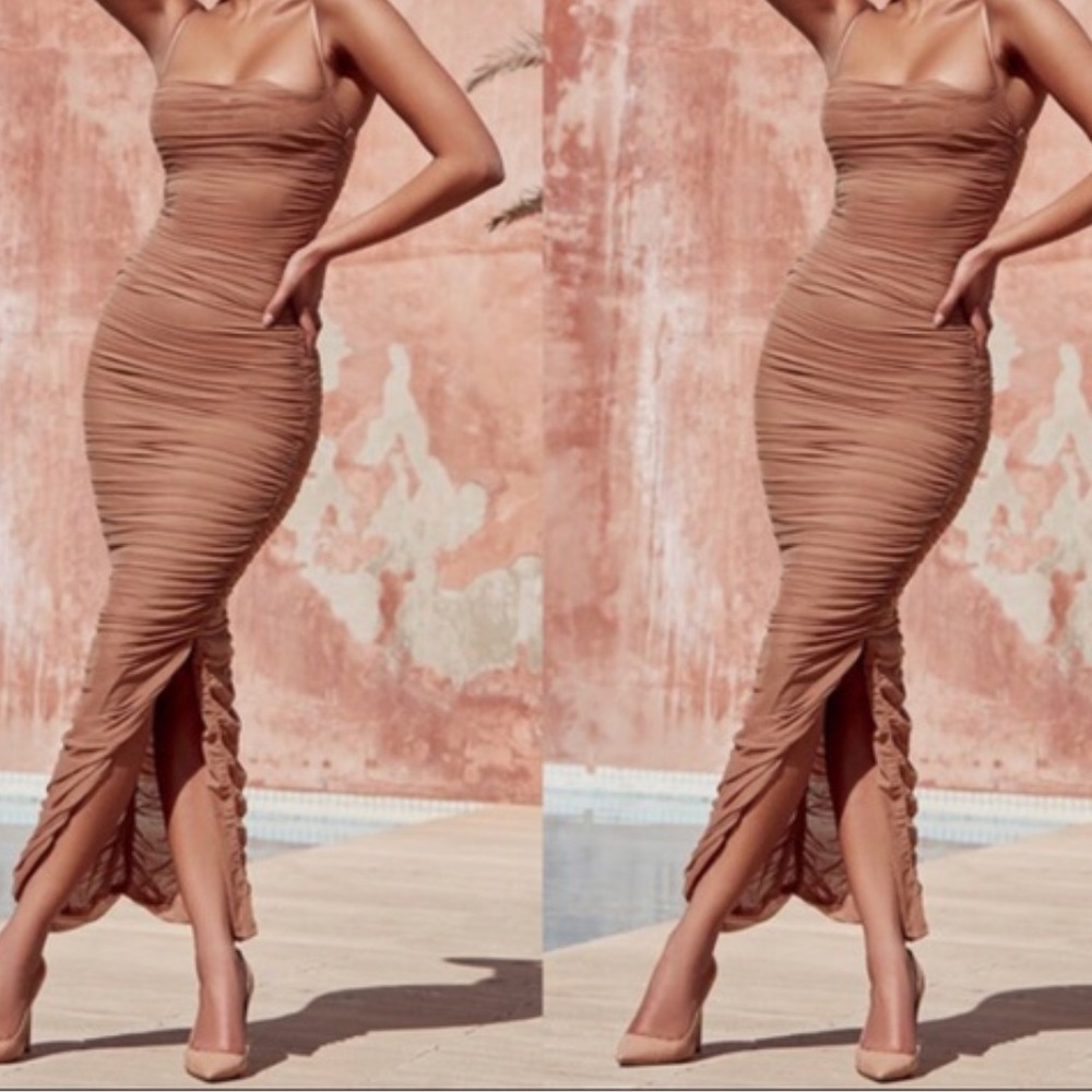 🌸NEVER WORN. Nude mesh dress, stretchy body con.